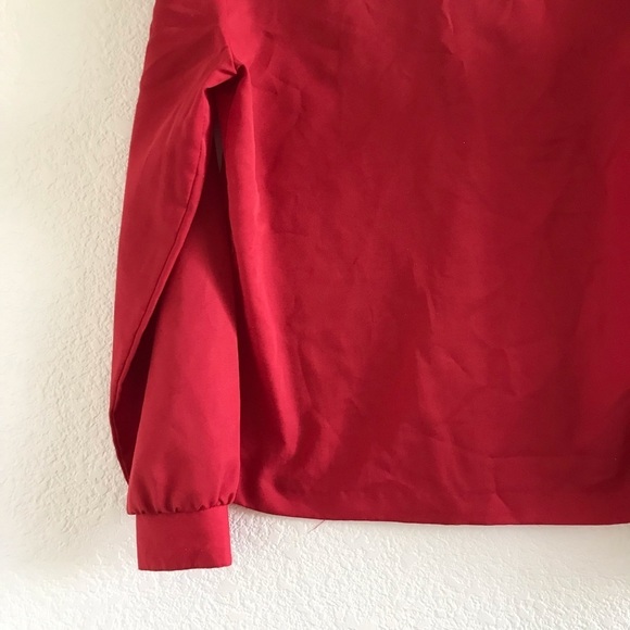 Vintage | Red polyester long sleeve button up blouse size medium - Picture 6 of 6